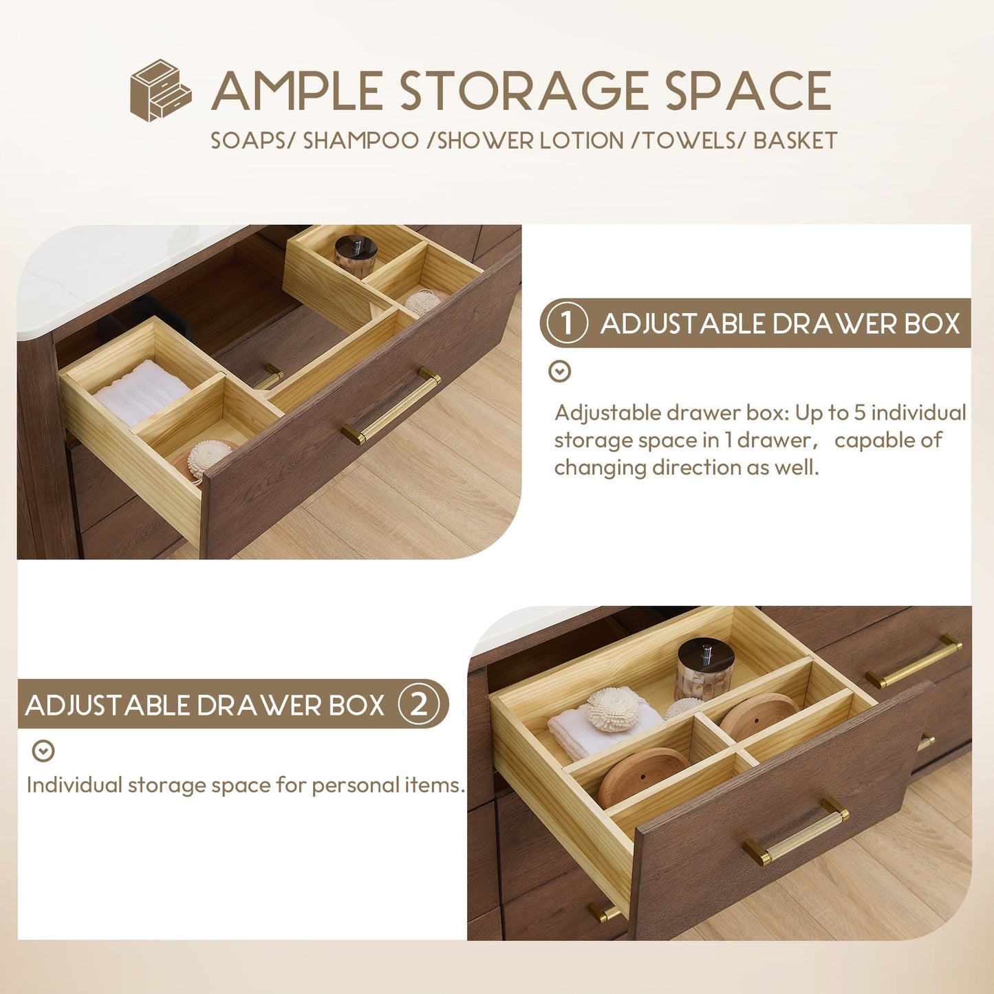 Meuble-lavabo Porto avec plateau en quartz blanc, sans miroir.