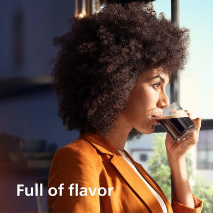 Machine à expresso haut de gamme, 12 cafés chauds/glacés, système LatteGo, broyeur en céramique, chrome noir