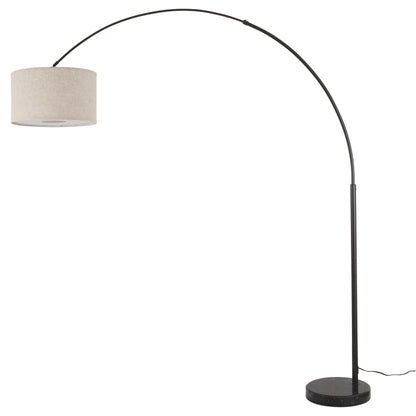 Lampadaire Q-Max 81 en acier, orientable et arqué, avec abat-jour extra large et base en marbre