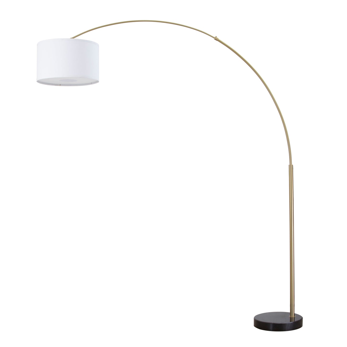 Lampadaire Q-Max 81 en acier, orientable et arqué, avec abat-jour extra large et base en marbre