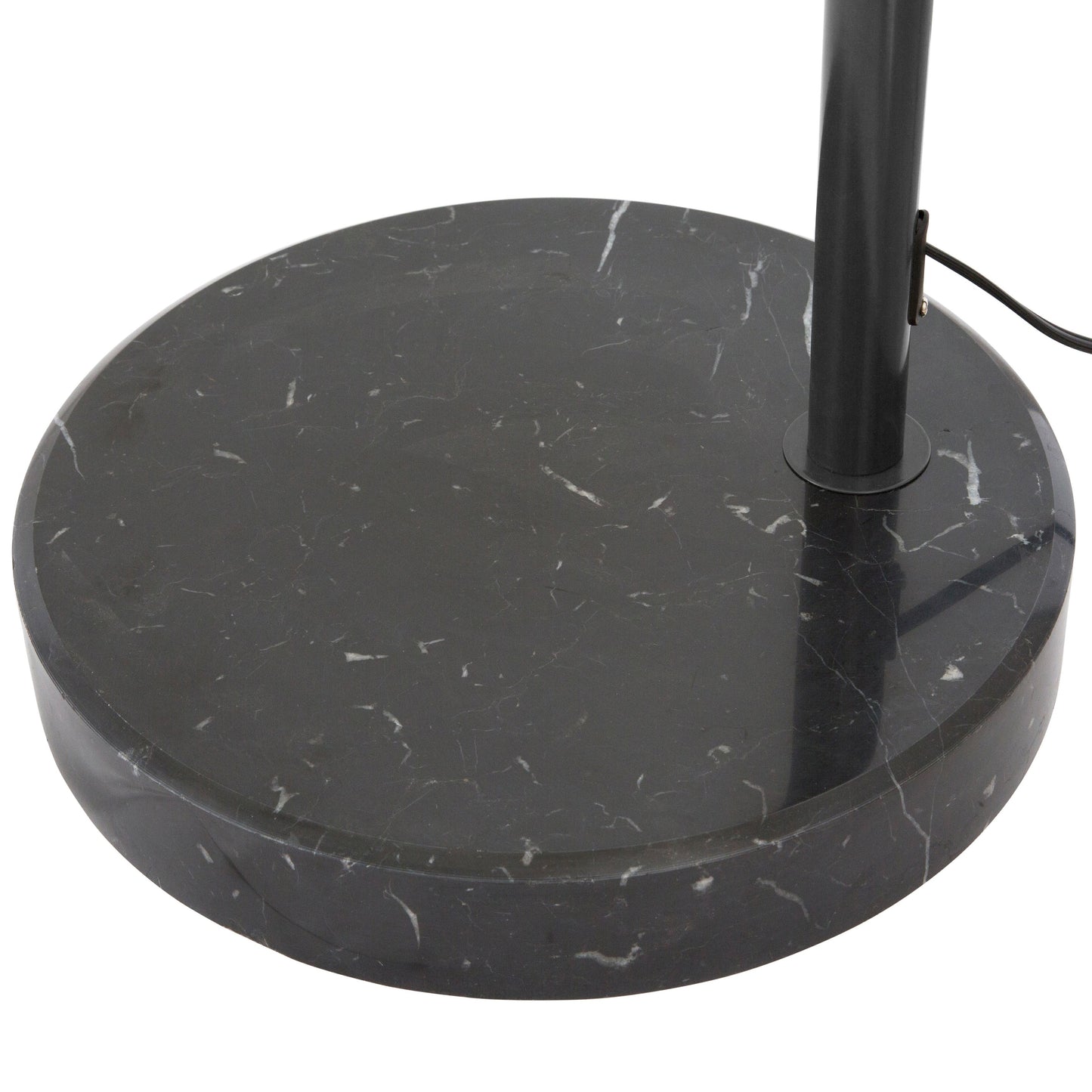 Lampadaire Q-Max 81 en acier, orientable et arqué, avec abat-jour extra large et base en marbre