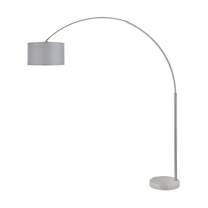 Lampadaire Q-Max 81 en acier, orientable et arqué, avec abat-jour extra large et base en marbre