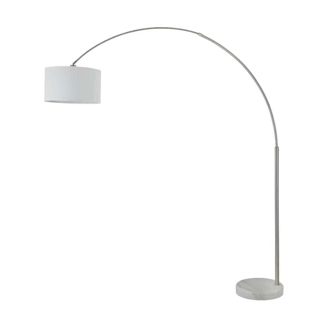 Lampadaire Q-Max 81 en acier, orientable et arqué, avec abat-jour extra large et base en marbre