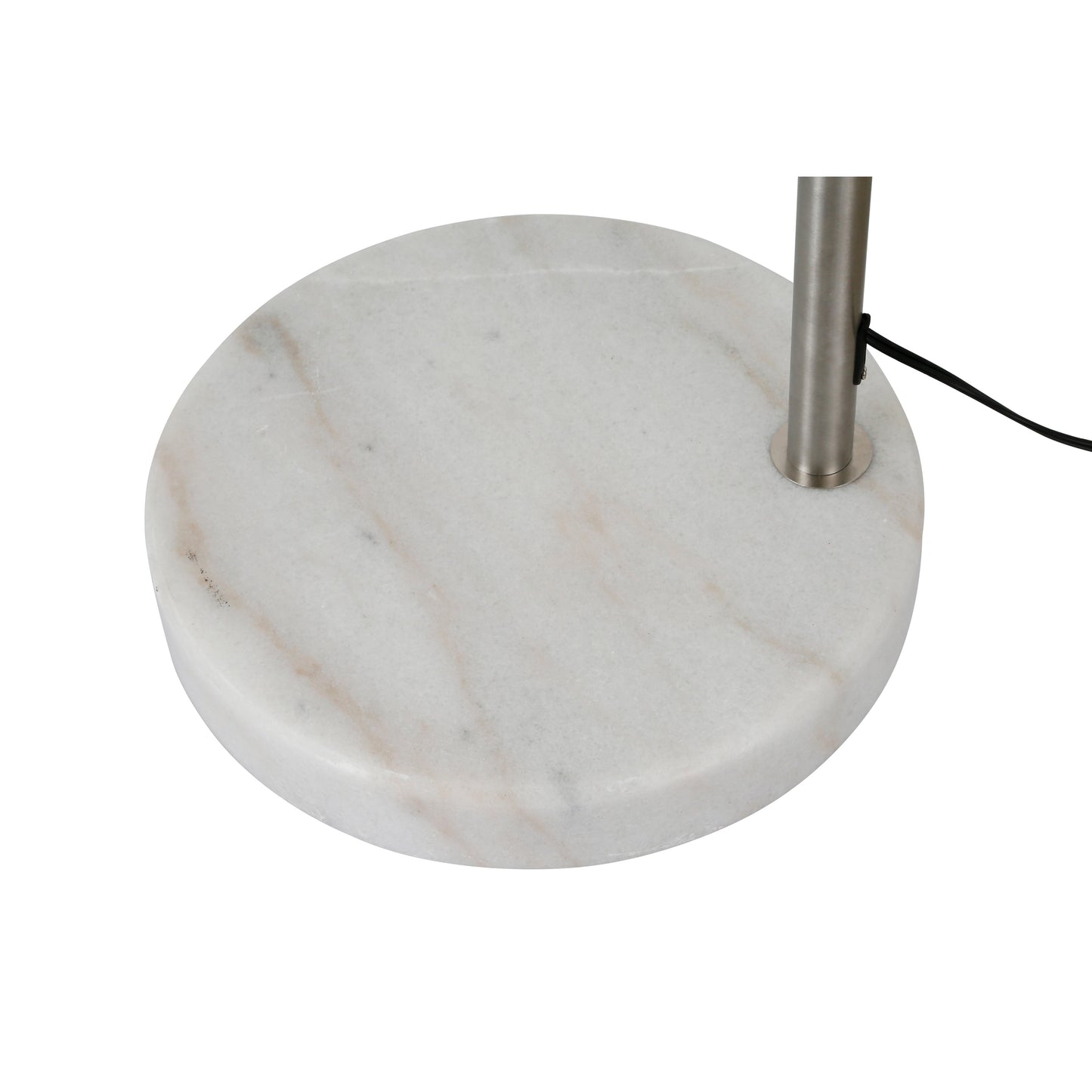 Lampadaire Q-Max 81 en acier, orientable et arqué, avec abat-jour extra large et base en marbre