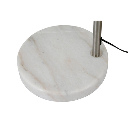 Lampadaire Q-Max 81 en acier, orientable et arqué, avec abat-jour extra large et base en marbre