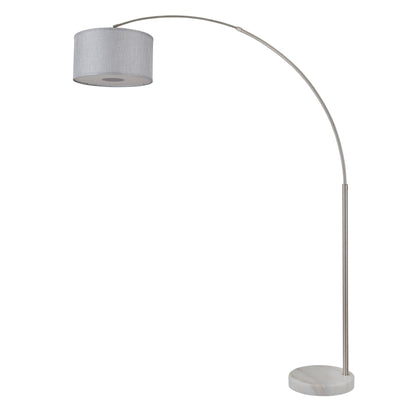 Lampadaire Q-Max 81 en acier, orientable et arqué, avec abat-jour extra large et base en marbre
