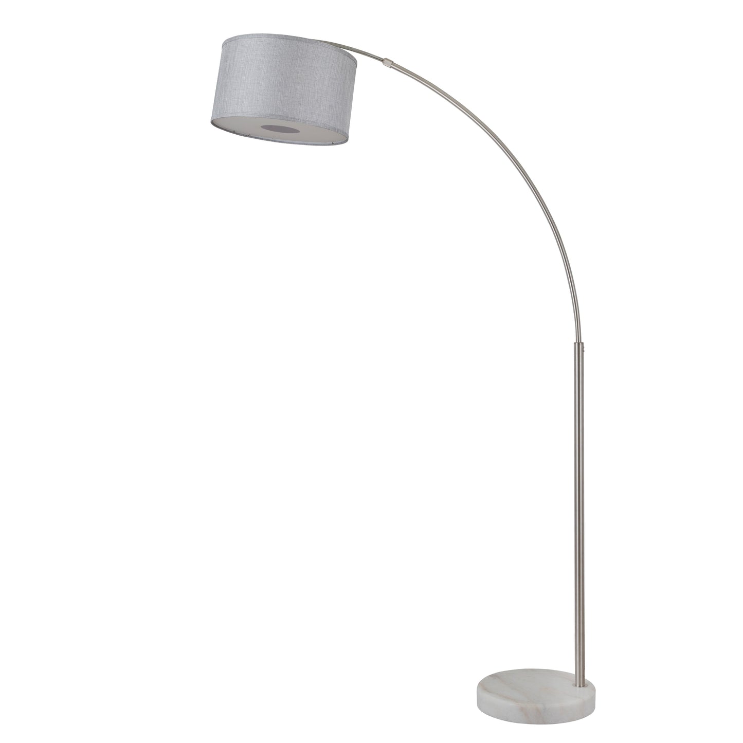 Lampadaire Q-Max 81 en acier, orientable et arqué, avec abat-jour extra large et base en marbre