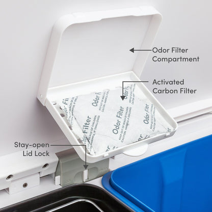 Qualiazero Poubelle rectangulaire à pédale de recyclage 16 gal (8 gal double unité) - Acier inoxydable