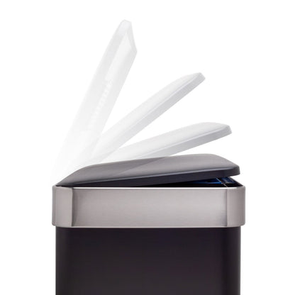 Qualiazero Poubelle rectangulaire à pédale de recyclage 16 gal (8 gal double unité) - Acier inoxydable