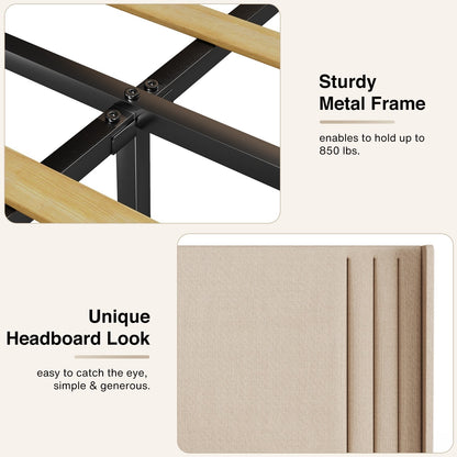 Lit Queen/Full à tête de lit capitonnée avec dossier à oreilles