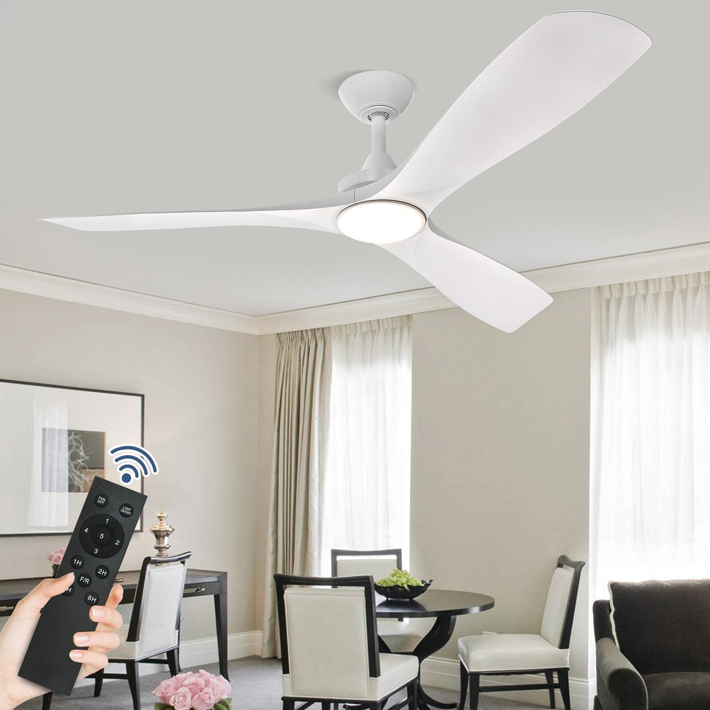 Ventilateur de plafond encastré avec télécommande et éclairage