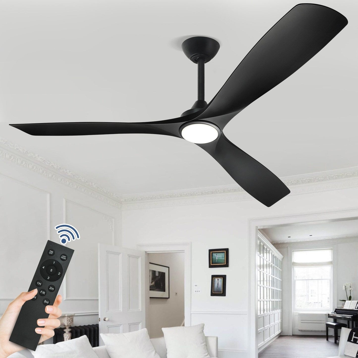 Ventilateur de plafond encastré avec télécommande et éclairage
