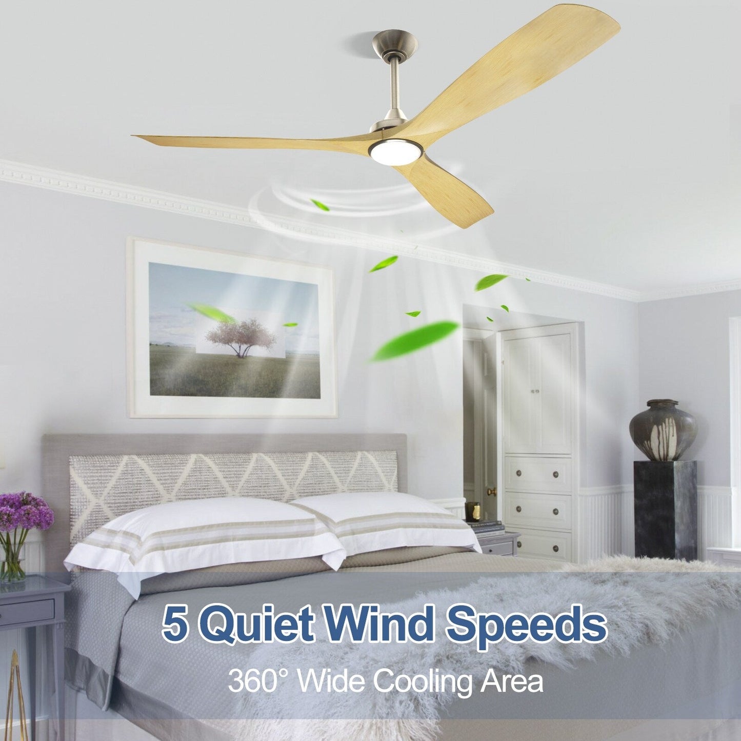 Ventilateur de plafond encastré avec télécommande et éclairage