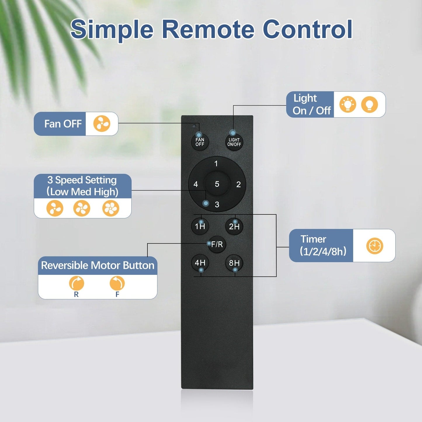 Ventilateur de plafond encastré avec télécommande et éclairage