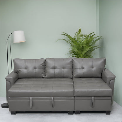 Canapé d'angle réversible avec lit gigogne, méridienne avec rangement dissimulé, pieds robustes.