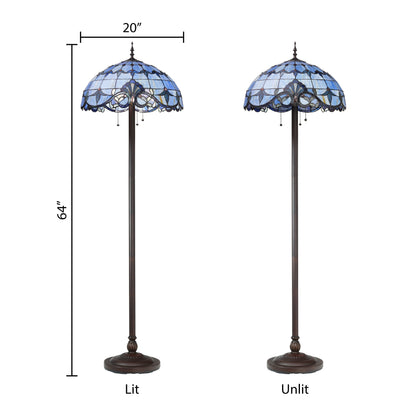 Lampadaire encastré River of Goods Allistar en vitrail et résine, 3 lumières, hauteur 162,5 cm (20 po x 20 po x 64 po) - 51 cm (20 po) L x 51 cm (20 po) l x 162,5 cm (64 po) H