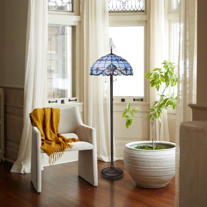 Lampadaire encastré River of Goods Allistar en vitrail et résine, 3 lumières, hauteur 162,5 cm (20 po x 20 po x 64 po) - 51 cm (20 po) L x 51 cm (20 po) l x 162,5 cm (64 po) H