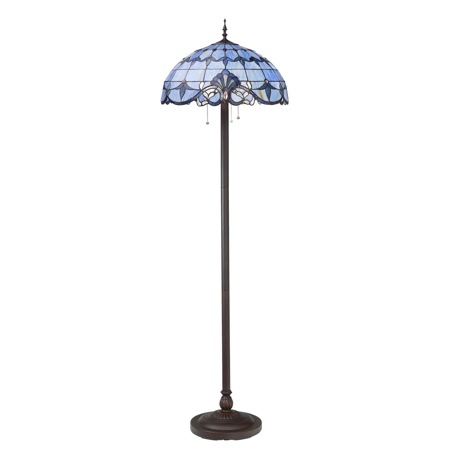 Lampadaire encastré River of Goods Allistar en vitrail et résine, 3 lumières, hauteur 162,5 cm (20 po x 20 po x 64 po) - 51 cm (20 po) L x 51 cm (20 po) l x 162,5 cm (64 po) H