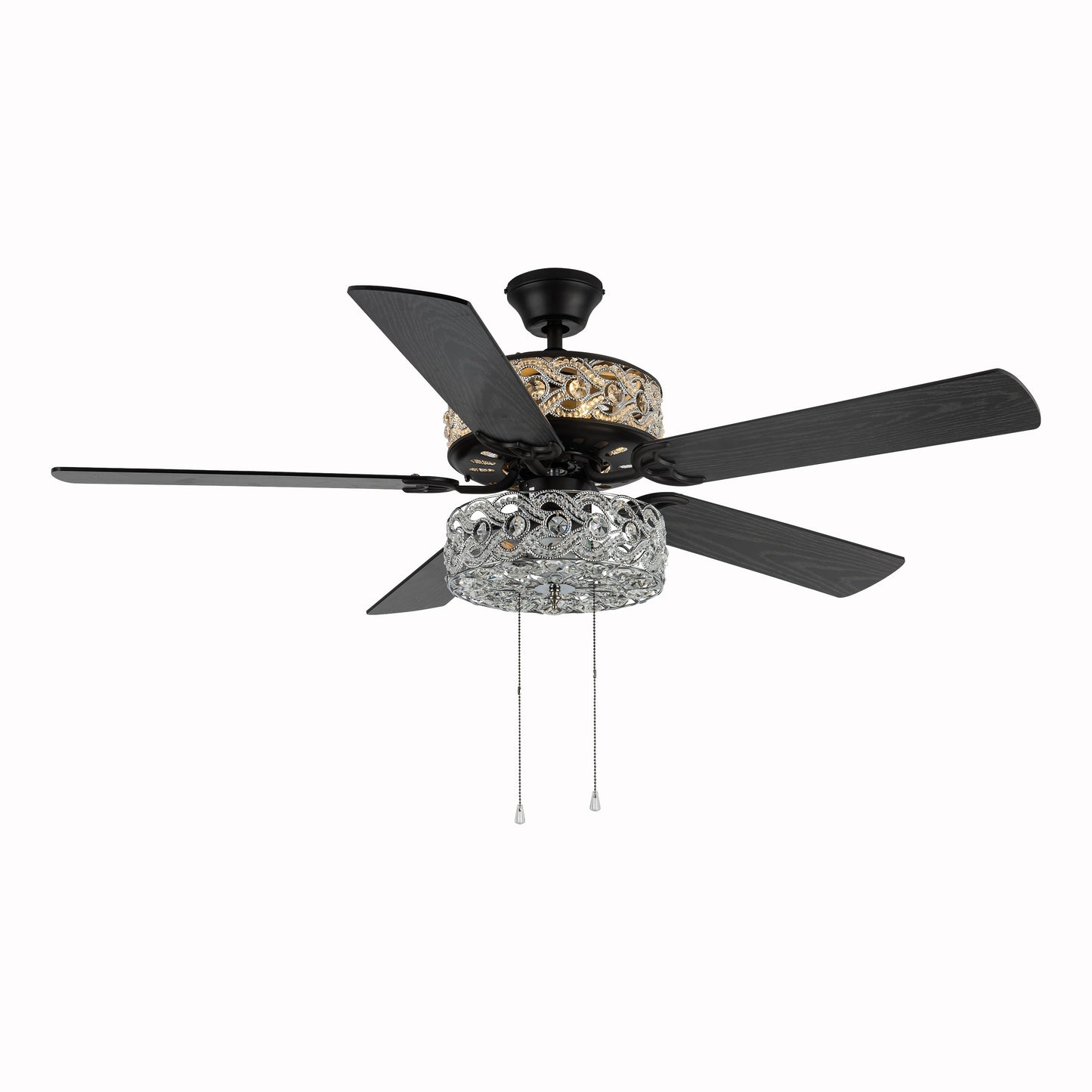 Ventilateur de plafond River of Goods Olivia, finition bronze huilé/cristal, 132 cm (52 ​​po) à DEL - 132 cm (52 ​​po) L x 132 cm (52 ​​po) l x 46 cm (18,25 po) H