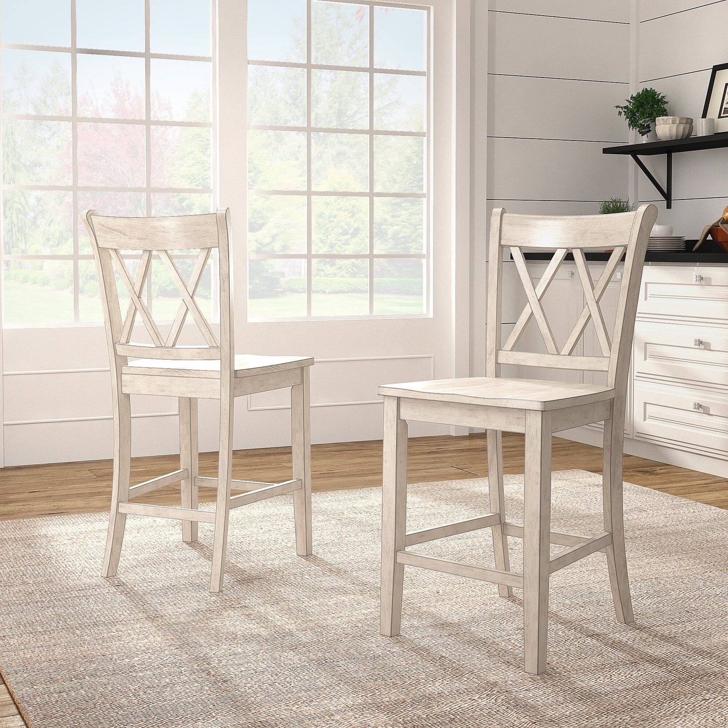 Chaises de comptoir Ronda à double dossier en X (ensemble de 2)