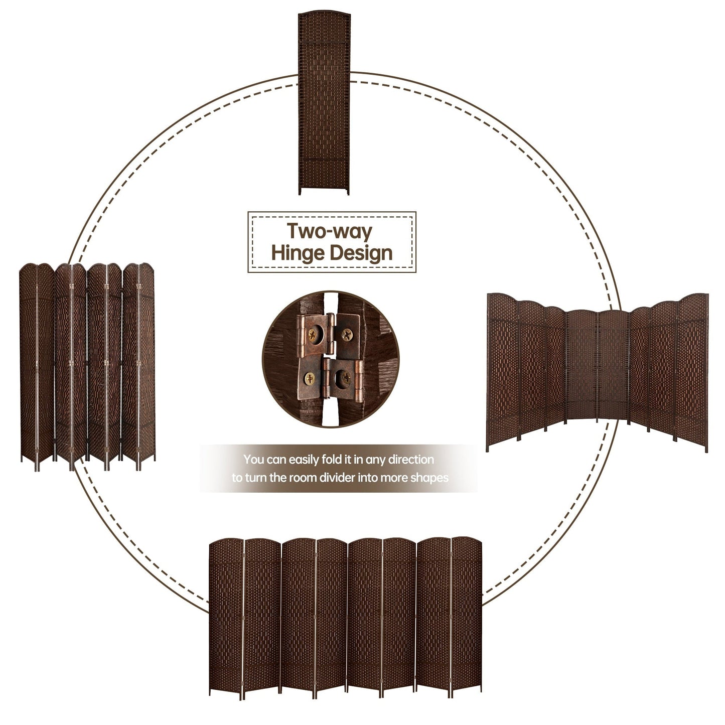 Paravent pliable autoportant en fibre tissée de 1,83 m de haut