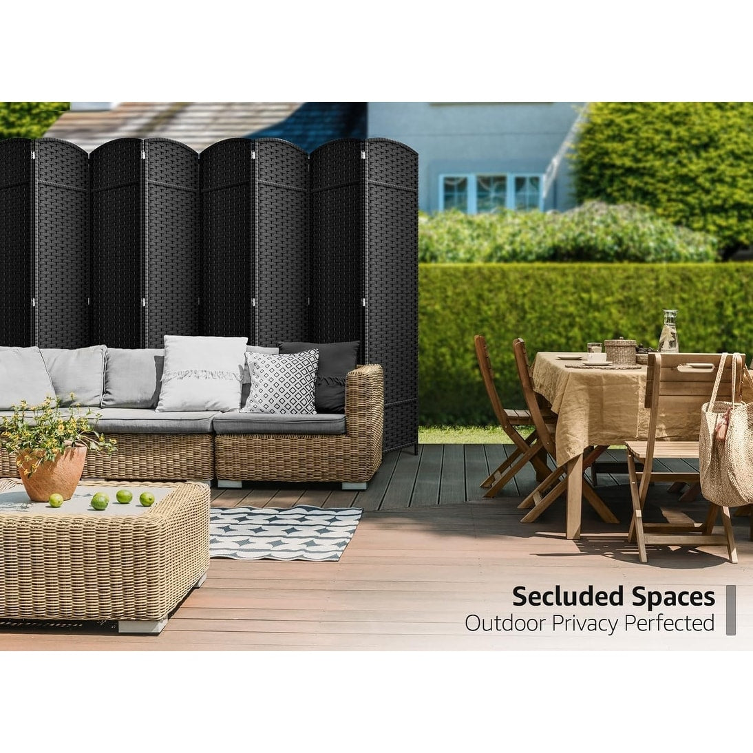 Paravent pliable de séparation de pièce, cloison haute à 8 panneaux - 244 cm (L) x 50 cm (l) x 175 cm (H)