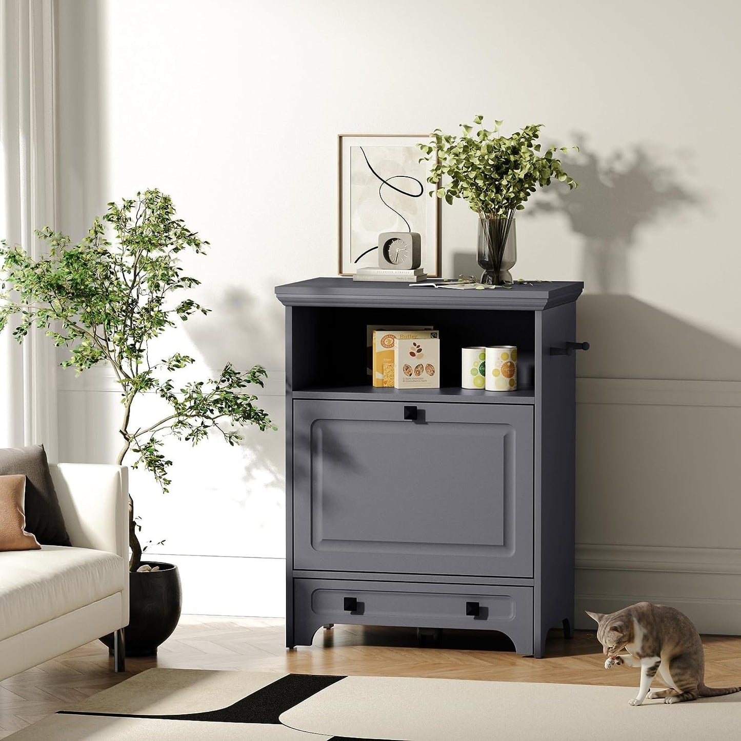 Station d'alimentation pour chiens Roomfitters avec 2 gamelles surélevées, meuble d'alimentation inclinable pour animaux de compagnie