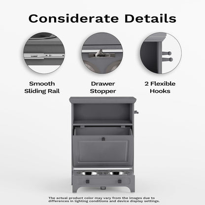 Station d'alimentation pour chiens Roomfitters avec 2 gamelles surélevées, meuble d'alimentation inclinable pour animaux de compagnie