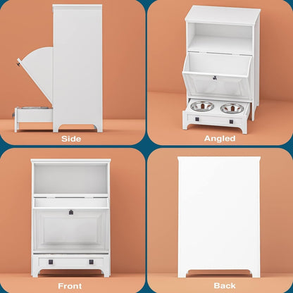 Station d'alimentation pour chiens Roomfitters avec 2 gamelles surélevées, meuble d'alimentation inclinable pour animaux de compagnie