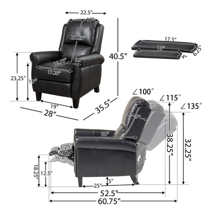 Fauteuil inclinable Roomfitters Ultimate Comfort en cuir PU avec dossier inclinable, fauteuil inclinable luxueux pour salon ou chambre à coucher