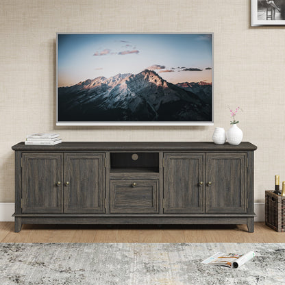 Meuble TV rustique de 183 cm (72 pouces) de large avec étagères réglables et rangement dissimulé - Largeur : 183 cm (72 pouces)