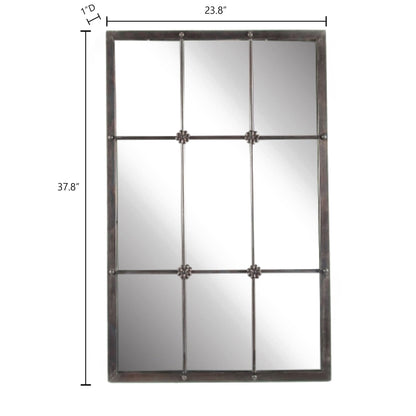 Miroir mural décoratif à carreaux avec cadre en métal brun rustique - 96 cm (H) x 60,5 cm (L) x 2,5 cm (P)