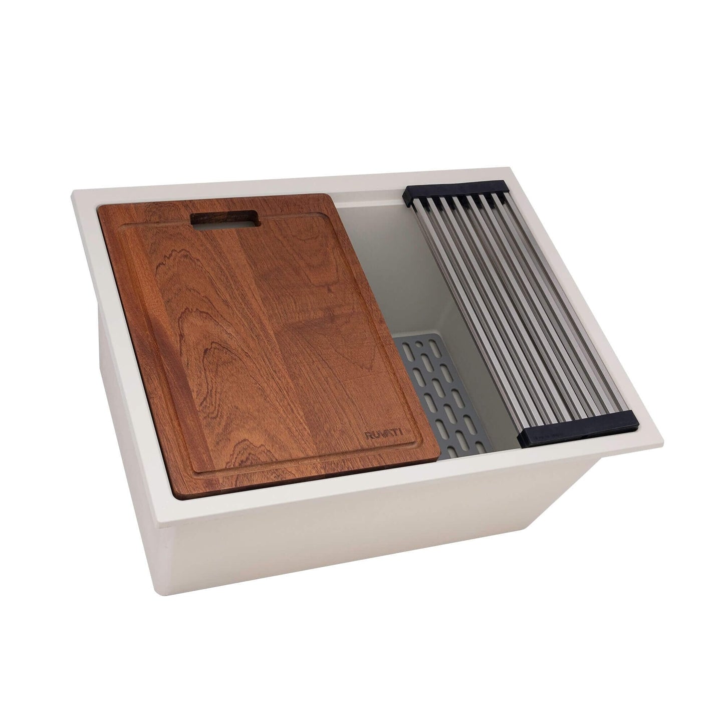 Évier de buanderie encastré Ruvati epiRock Workstation 25 pouces, blanc chaud - RVG2321WB