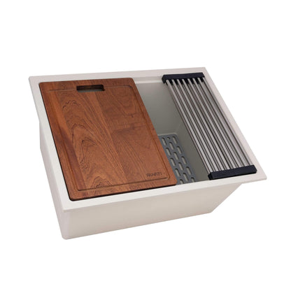 Évier de buanderie encastré Ruvati epiRock Workstation 25 pouces, blanc chaud - RVG2321WB