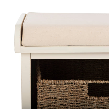 Banc de rangement SAFAVIEH Eola Gris/Blanc - 47 x 16,1 x 19,9 cm - 47 cm L x 16 cm P x 20 cm H