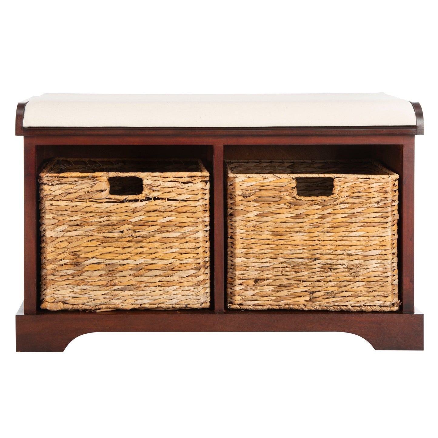Banc-panier de rangement tressé SAFAVIEH Euphemia marron - 33,5 x 16,1 x 19,9 cm (34 po L x 16 po P x 20 po H)