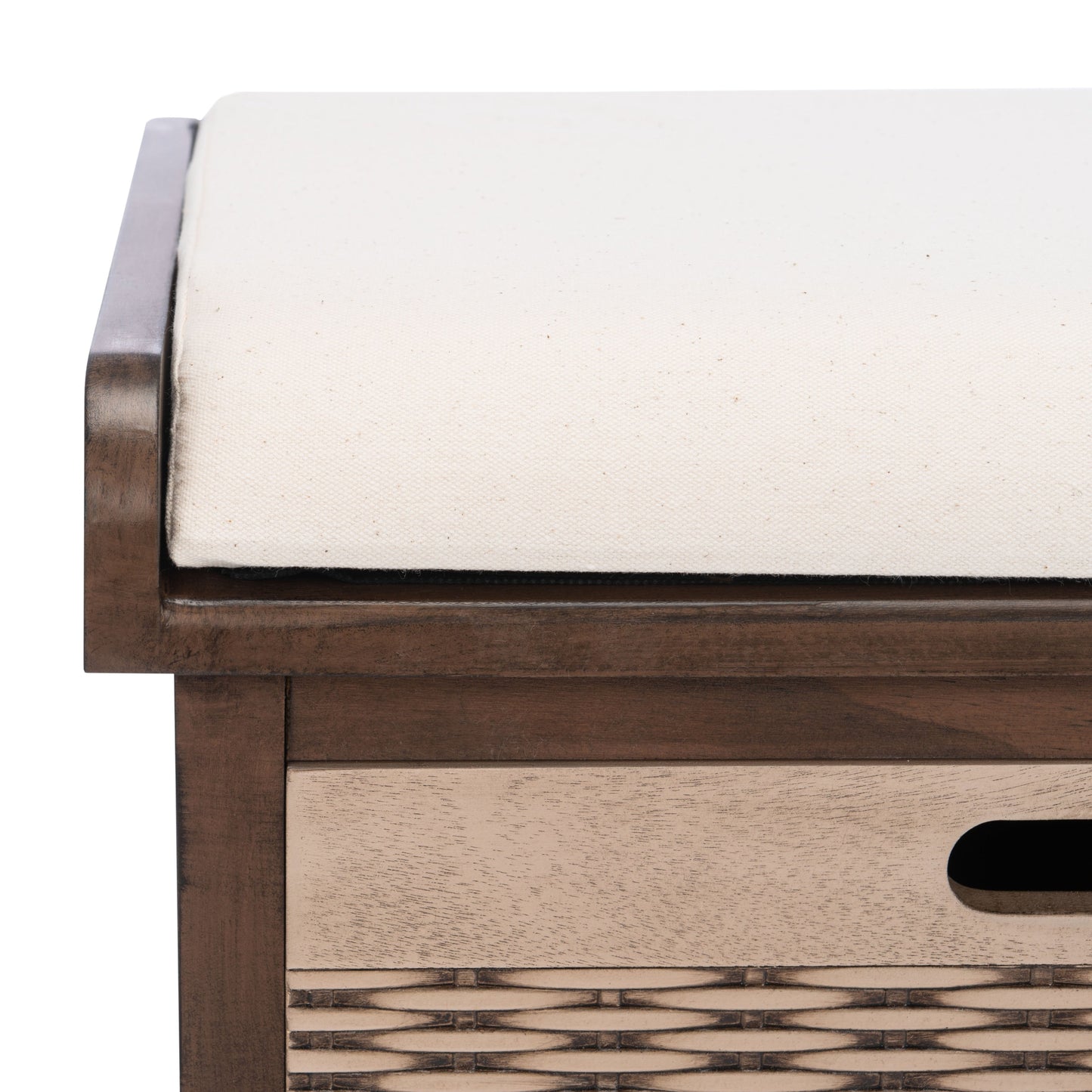 Banc de rangement SAFAVIEH Fiorello à 3 tiroirs avec coussin - 120 cm (L) x 38 cm (l) x 48 cm (H)