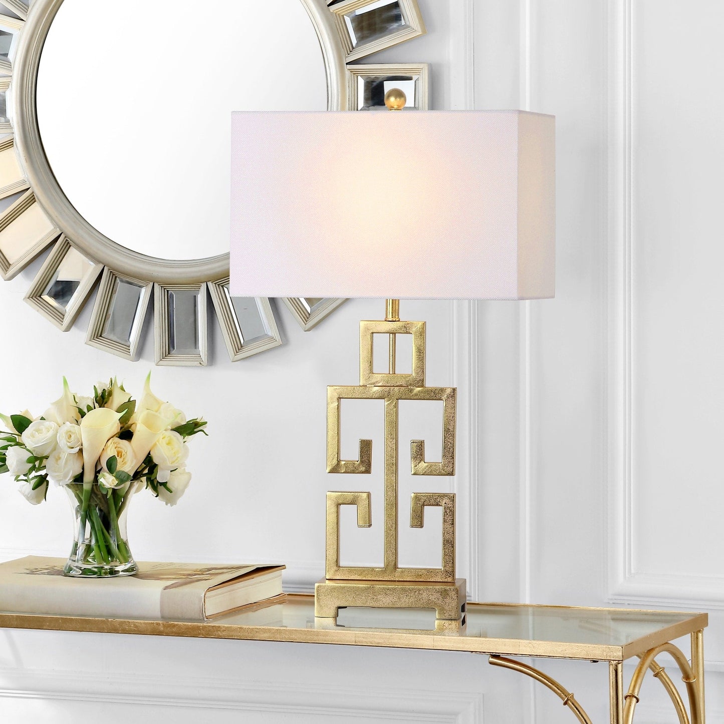 Lampe de table Chantelle de SAFAVIEH Lighting, style grec, finition or antique, 74 cm (lot de 2) - 41 cm (L) x 23 cm (P) x 74 cm (H)