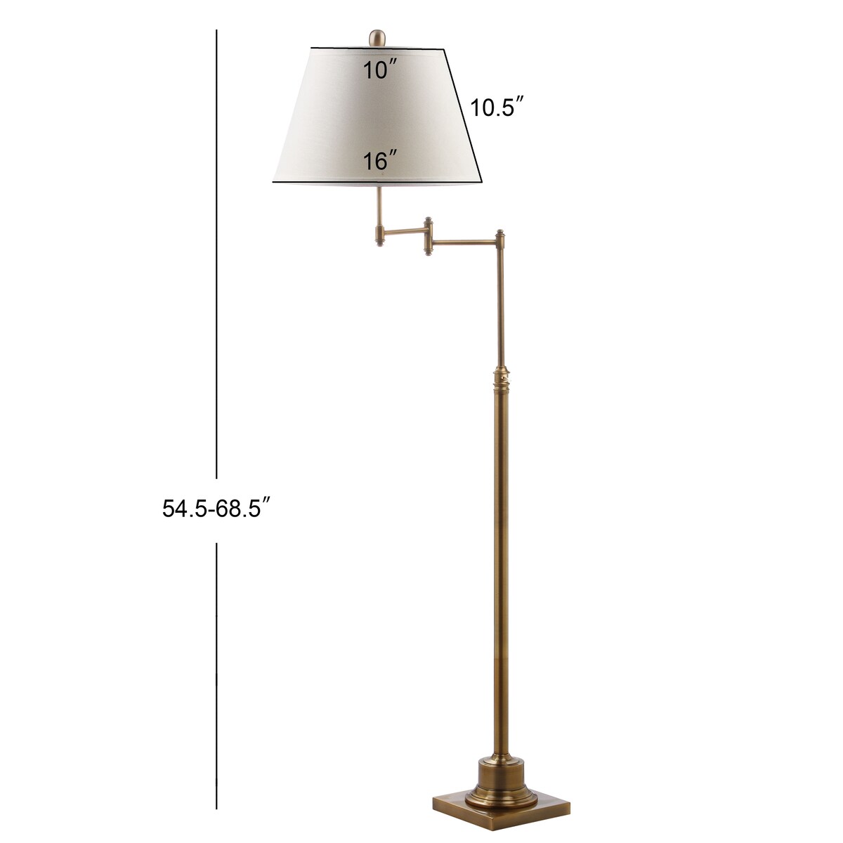 Lampadaire pivotant SAFAVIEH Lighting Tracee 60 pouces, couleur or - 40,6 x 40,6 x 138,4-173,7 cm - 40,6 x 40,6 x 175,3 cm (L x P x H)