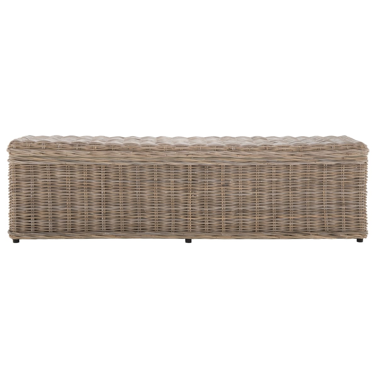 Coffre de rangement SAFAVIEH Marcelien en rotin naturel gris - 63 x 18,1 x 18,7 cm - 63 cm (L) x 18 cm (P) x 19 cm (H)