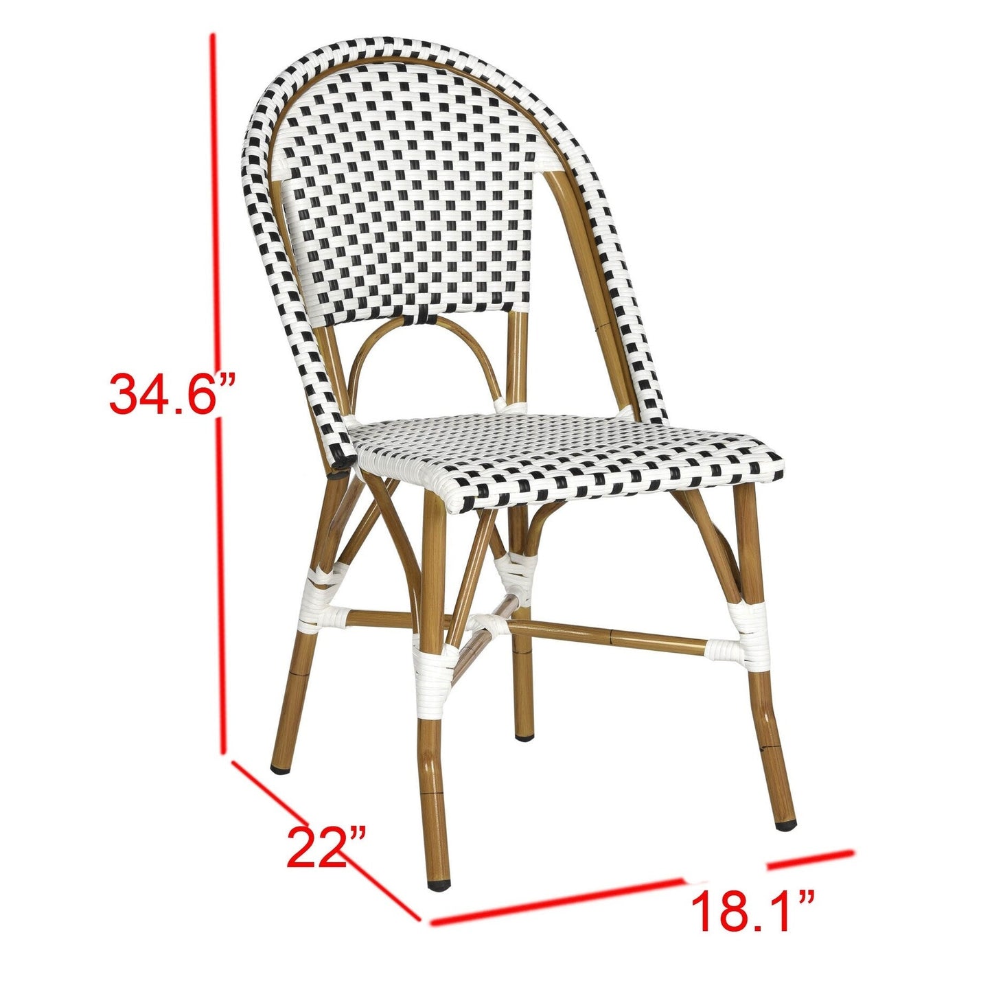 Chaises de salle à manger empilables SAFAVIEH Marolyn (lot de 2) - 45,7 cm (L) x 55,9 cm (P) x 88,9 cm (H)