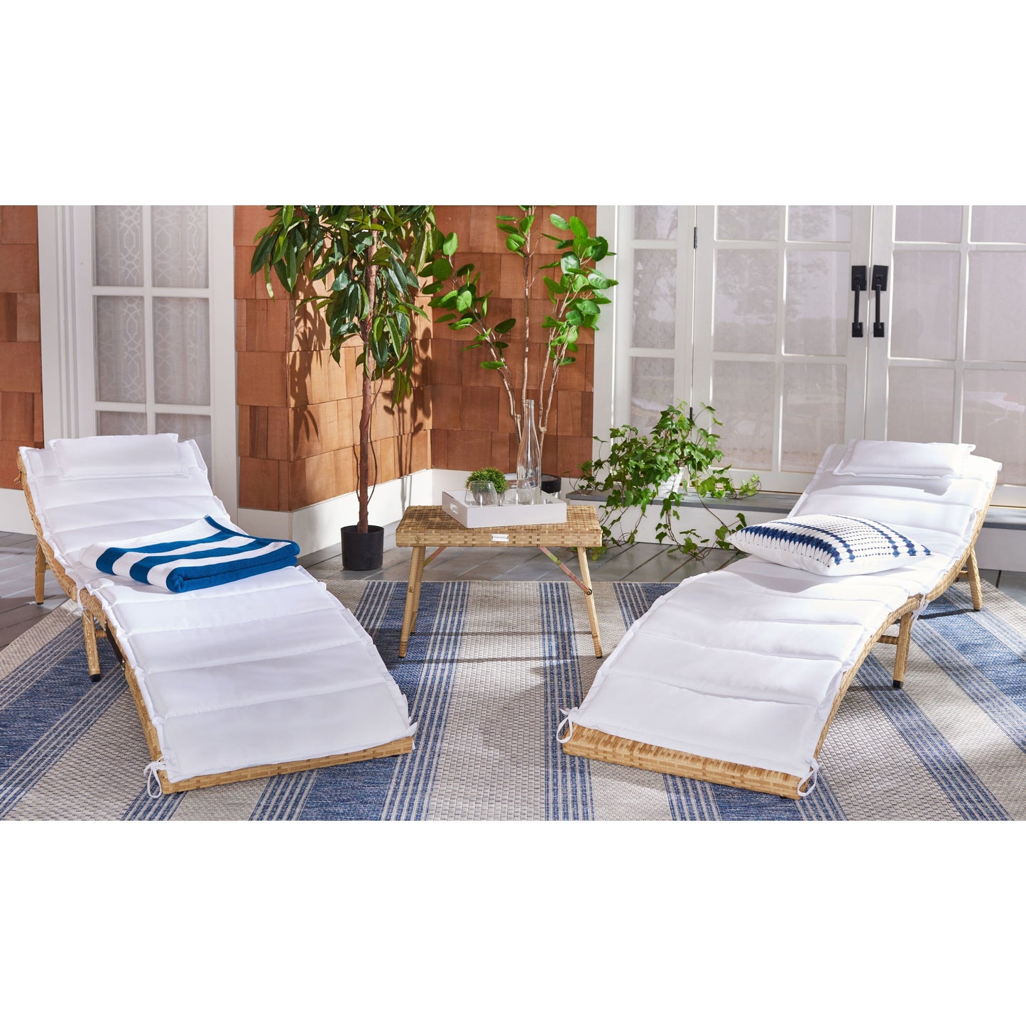 Ensemble de bain de soleil 3 pièces SAFAVIEH Outdoor Blaguna - 83 cm (L) x 20 cm (P) x 24 cm (H)