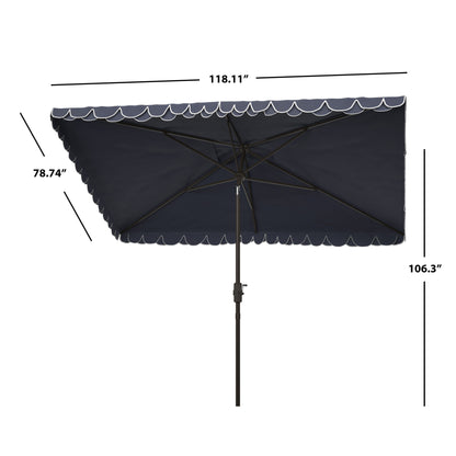 Parasol rectangulaire d'extérieur SAFAVIEH Zariah 6'x10' avec lambrequin