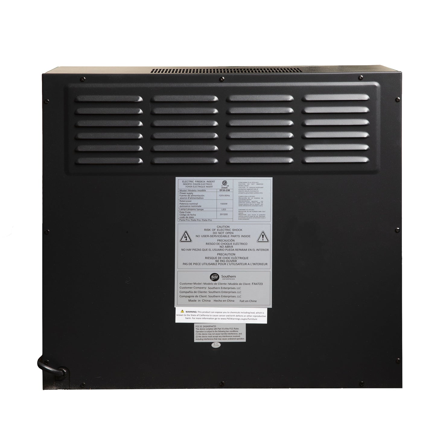 Foyer électrique encastrable SEI Furniture 23 avec télécommande