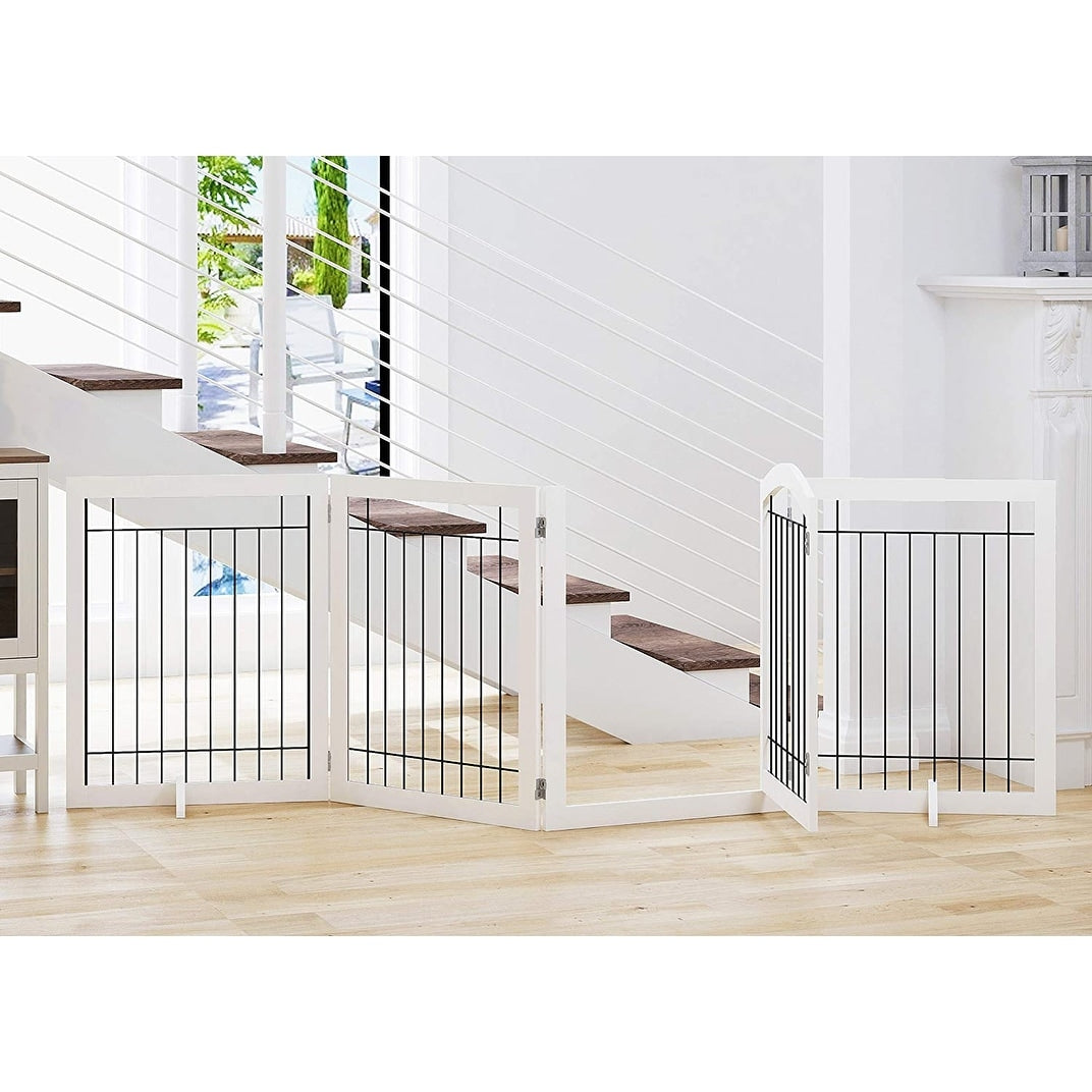 Barrière pour chien SPIRICH extra large de 244 cm et haute de 76 cm avec porte de passage, barrière autoportante en fil de fer, clôture de sécurité pour chiots