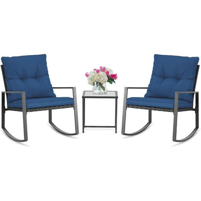 Ensemble bistro à bascule 3 pièces en métal noir SUNCROWN pour terrasse extérieure