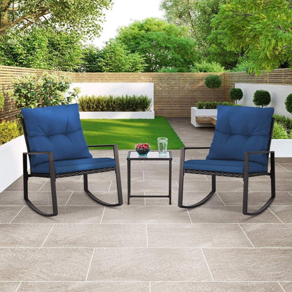 Ensemble bistro à bascule 3 pièces en métal noir SUNCROWN pour terrasse extérieure