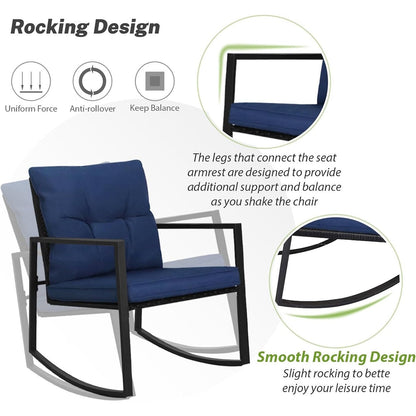 Ensemble bistro à bascule 3 pièces en métal noir SUNCROWN pour terrasse extérieure