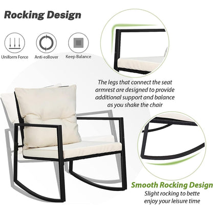 Ensemble bistro à bascule 3 pièces en métal noir SUNCROWN pour terrasse extérieure