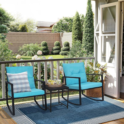 Ensemble bistro à bascule 3 pièces en métal noir SUNCROWN pour terrasse extérieure